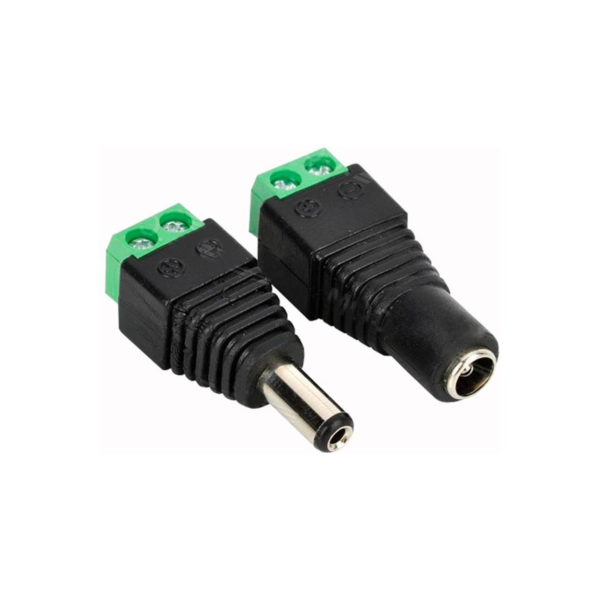 Conector de Corriente Macho a Hembra Tipo Jack con Terminal de Tornillo