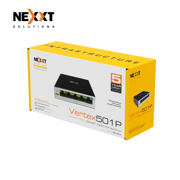 Switch Nexxt Vertex501P 5 Puertos POE+ 10/100/1000Mbps - Imagen 2