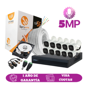 Kit de 10 Cámaras 5MP FULL HD DAHUA Con Audio