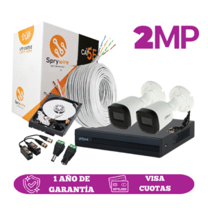 Kit de 2 Cámaras 2MP HD DAHUA Sin Audio