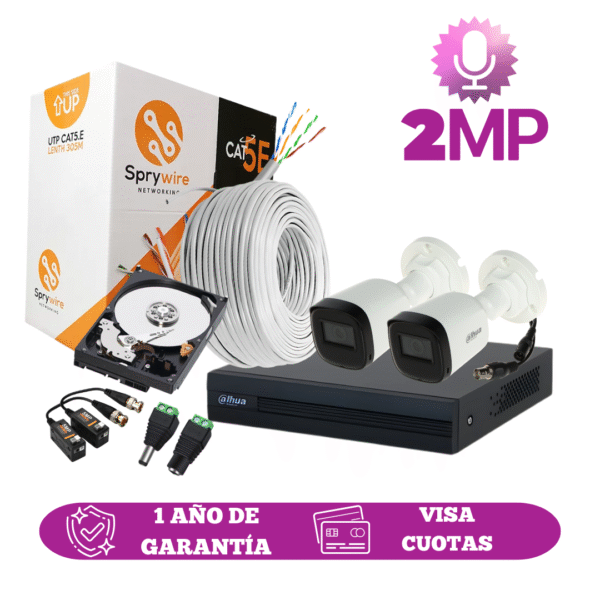 Kit de 2 Cámaras 2MP HD DAHUA Con Audio