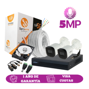 Kit de 2 Cámaras 5MP FULL HD DAHUA Con Audio