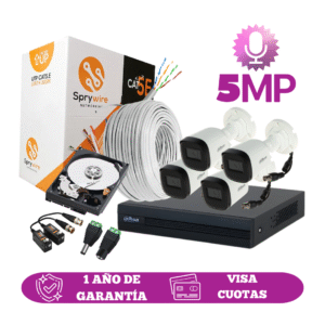 Kit de 4 Cámaras 5MP FULL HD DAHUA Con Audio