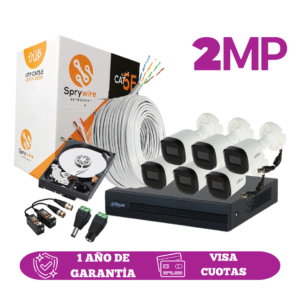 Kit de 6 Cámaras 2MP HD DAHUA Sin Audio