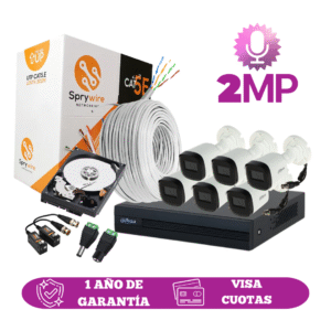 Kit de 6 Cámaras 2MP HD DAHUA Con Audio