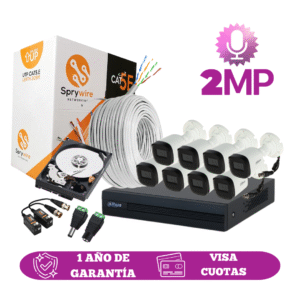 Kit de 8 Cámaras 2MP HD DAHUA Con Audio