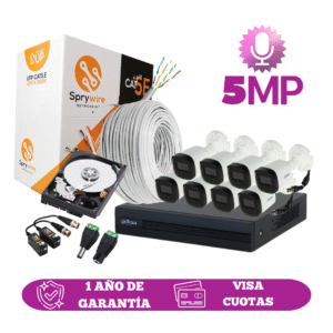 Kit de 8 Cámaras 5MP FULL HD DAHUA Con Audio
