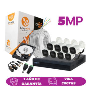 Kit de 8 Cámaras 5MP FULL HD DAHUA Sin Audio