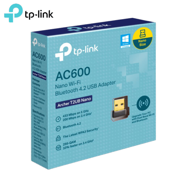 Adaptador TP-LINK WIFI y BLUETOOTH AC600 ARCHER T2UB NANO