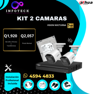 Kit de 2 Cámaras 5MP FULL HD DAHUA Visión Nocturna Sin Audio + Instalación
