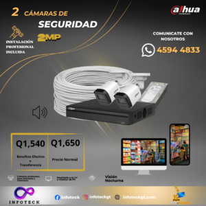 Kit de 2 Cámaras 2MP HD DAHUA Con Audio Visión Nocturna + Instalación