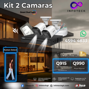Kit de 2 Cámaras 2MP HD DAHUA Sin Audio Smart Dual Light