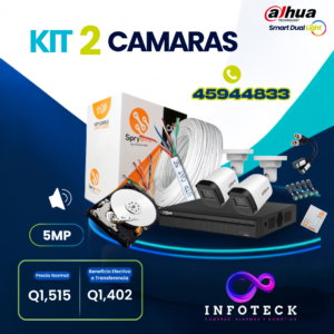 Kit de 2 Cámaras 5MP FULL HD DAHUA Smart Dual light Con Audio