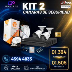 Kit de 2 Cámaras 5MP FULL HD DAHUA Smart Dual Light Sin Audio