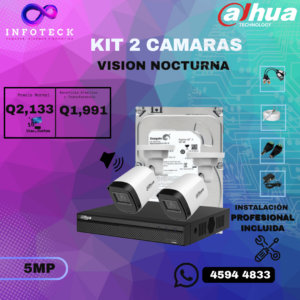 Kit de 2 Cámaras 5MP FULL HD DAHUA Visión Nocturna Con Audio + Instalación
