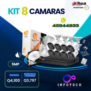 Kit de 8 Cámaras 5MP HD DAHUA Con Audio Smart Dual Light