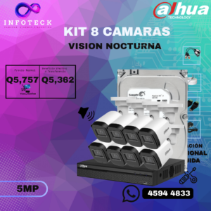 Kit de 8 Cámaras 5MP FULL HD DAHUA Con Audio Visión Nocturna + Instalación