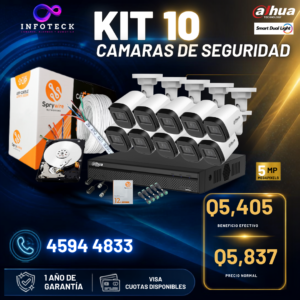 Kit de 10 Cámaras 5MP HD DAHUA Sin Audio Smart Dual Light