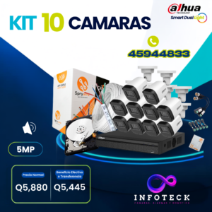 Kit de 10 Cámaras 5MP HD DAHUA Con Audio Smart Dual Light