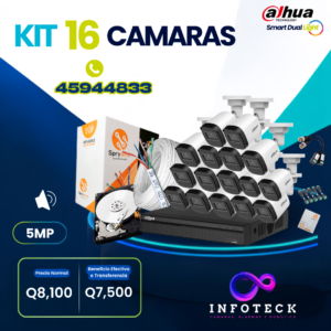 Kit de 16 Cámaras 5MP HD DAHUA Con Audio Smart Dual Light