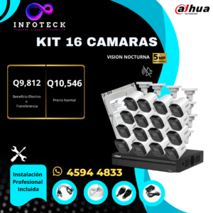 Kit de 16 Cámaras 5MP FULL HD DAHUA Sin Audio + Instalación